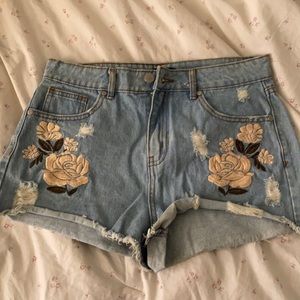 High waisted jean shorts